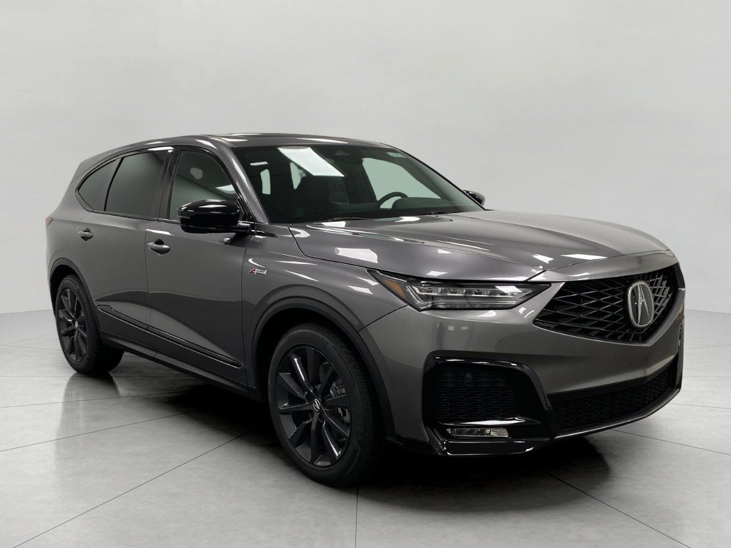 2026 Acura MDX SH-AWD w/A-Spec Package in Liquid Carbon Metallic — front three-quarter view